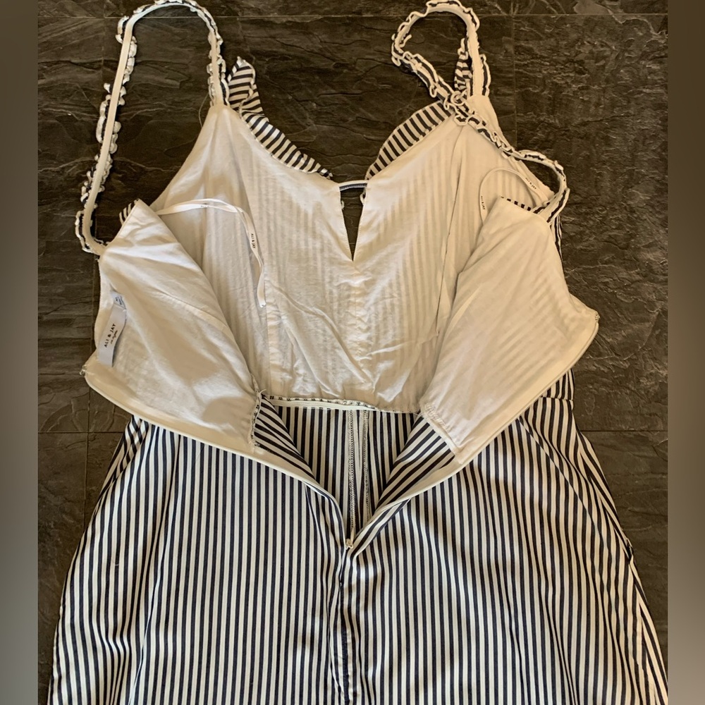 Striped Blue and White Women's Dress - Picture 4 of 11